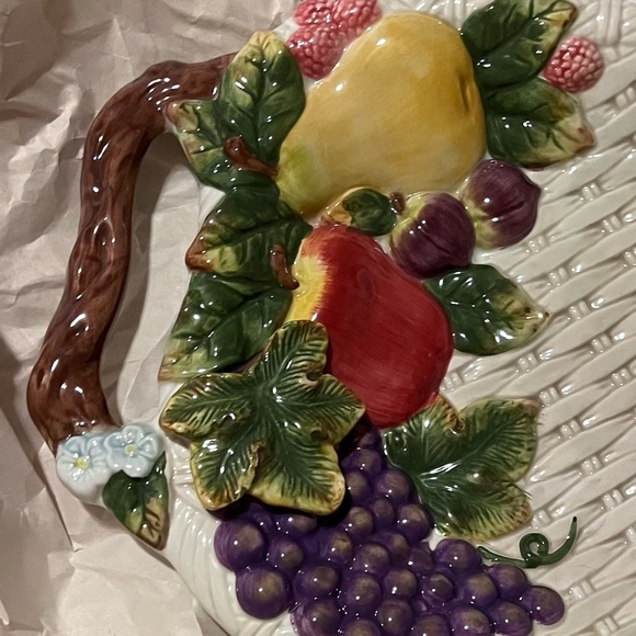 Style Eyes by Baum Bros Cornucopia Collection Lg Platter Fruit Decor on Ends 20” - Picture 10 of 11